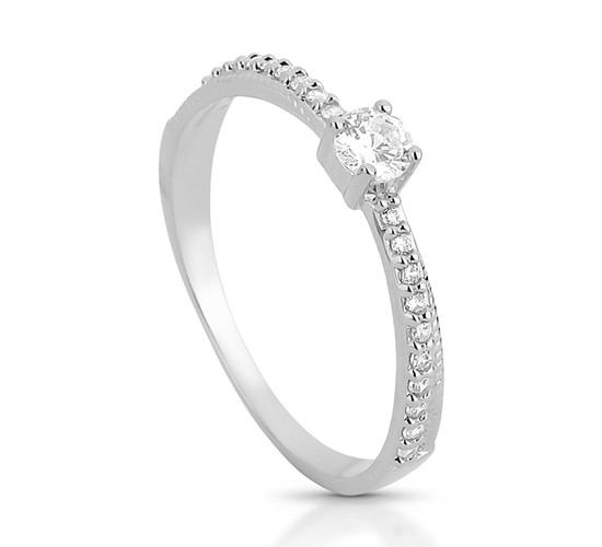 Anel solitario 3,5mm fino sobreposto zirconia cristal, prata. 340968