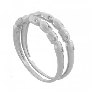 Anel aparador intercalado coracoes liso e zirconia cristal, prata. 340974