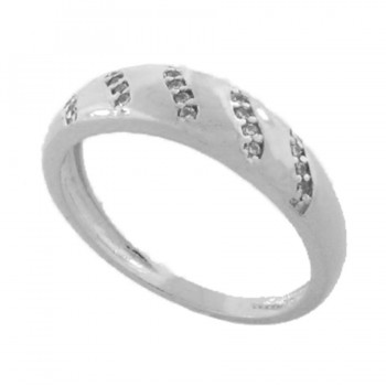Anel meia alianca zirconia cristal na diagonal, prata. 340999