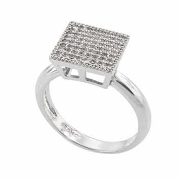 Anel chuveiro quadrado maior zirconia cristal, prata. 341069