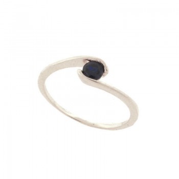 Anel solitario movimento zirconia 3,5mm azul safira, prata. 341082
