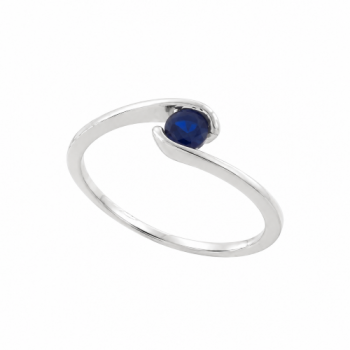 Anel solitario movimento zirconia 3,5mm azul safira, prata. 341082