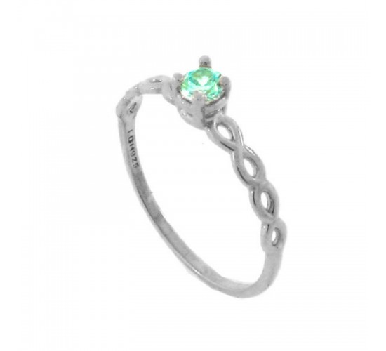 Anel solitario azul claro 3,5mm lateral infinito, prata.341089
