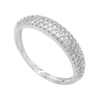 Anel meia alianca pave zirconia cristal, prata. 341112 Anel meia alianca pave zirconia cristal, prata. 341112