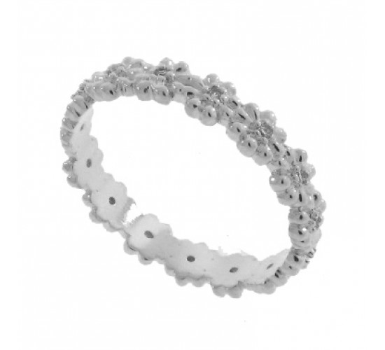 Anel com florzinhas zirconia cristal, prata. 341132