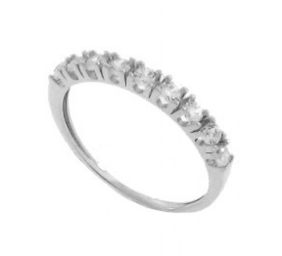 Anel meia alianca zirconia cristal, prata. 341138