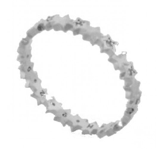 Anel fino intercalado estrelas lisa e zirconia cristal, prata. 341189