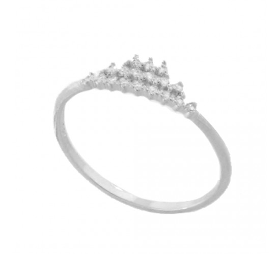 Anel fino 3 fileiras zirconia cristal, prata. 341210
