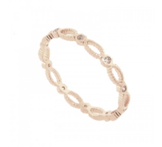 Anel fino vazado intercalado com zirconia cristal, prata. 341230