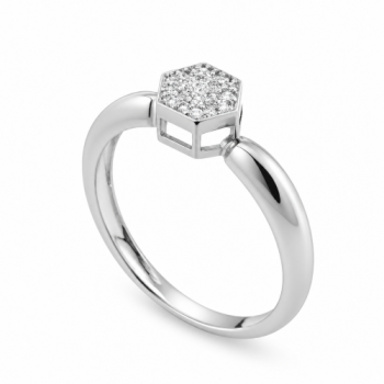 Anel chuveiro sextavado zirconia cristal, prata. 341356
