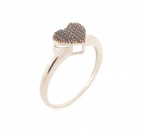 Anel chuveiro coracao zirconia negra, prata. 341365