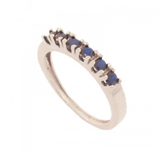 Anel meia alianca zirconia azul safira 2.5mm, prata. 341368