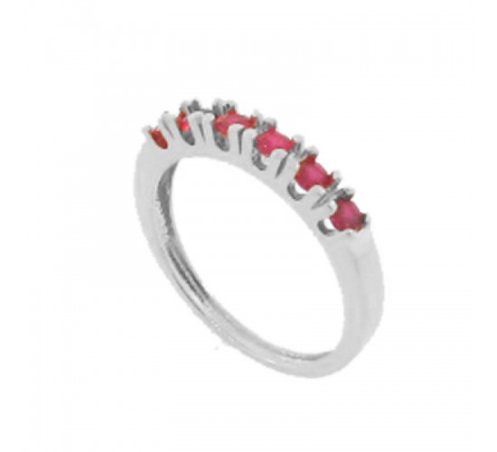 Anel meia alianca zirconia vermelho rubi 2.5mm, prata. 341369
