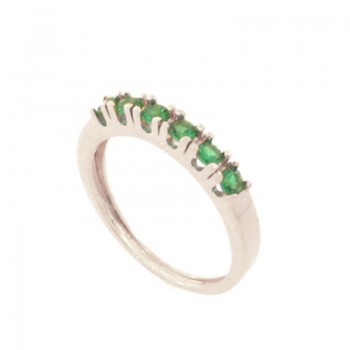 Anel meia alianca zirconia verde esmeralda 2.5mm, prata. 341370
