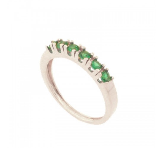 Anel meia alianca zirconia verde esmeralda 2.5mm, prata. 341370
