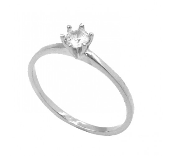 Anel solitario 3,5mm zirconia cristal 6 garras, prata. 341374