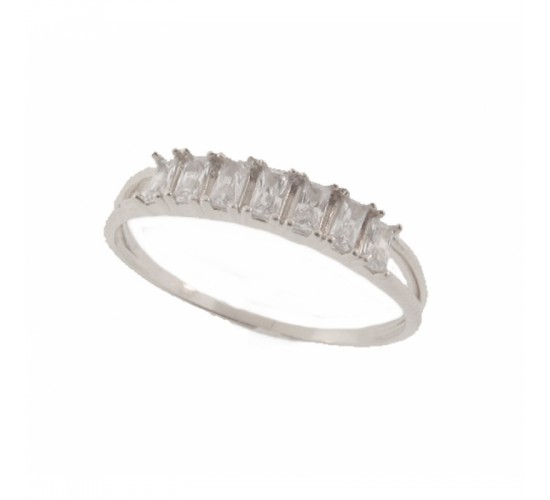 Anel 7 baguetes cristal, prata. 341384