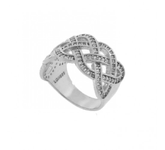 Anel trancado zirconia cristal, prata. 341396