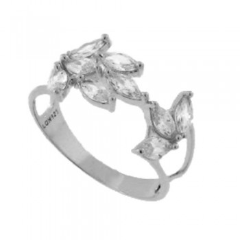 Anel 9 navetes cristal, prata. 341420