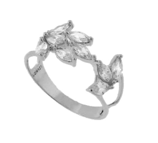 Anel 9 navetes cristal, prata. 341420