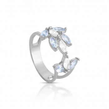 Anel 9 navetes, cristal e azul agua marinha. 3414211 Anel 9 navetes, cristal e azul agua marinha. 3414211