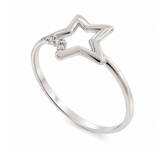 Anel estrela vazada com detalhe zirconia cristal, prata. 341425