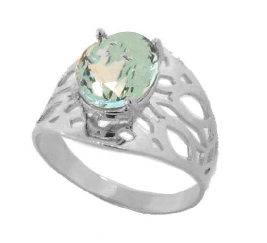 Anel rendando pedra oval maior agua marinha, prata. 3414891