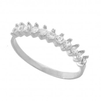 Anel meia alianca zirconia branca 2mm, prata. 3415060