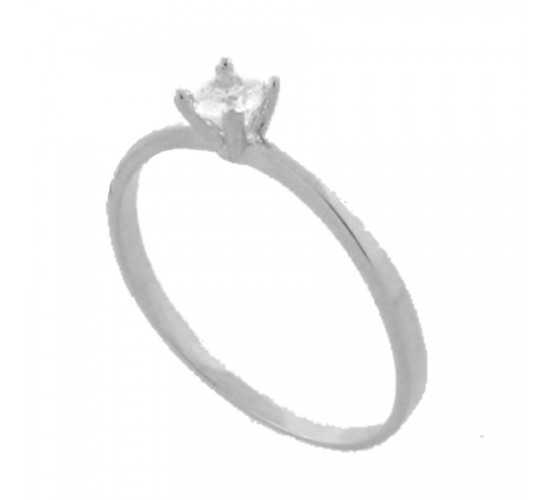 Anel solitario zirconia cristal 3,5mm com 4 garras, prata. 3415070
