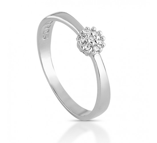 Anel chuveiro mini flor zirconia cristal, prata. 3415130