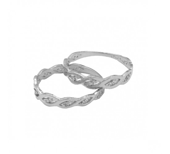 Anel aparador diagonal e zirconia cristal, prata. 3415140