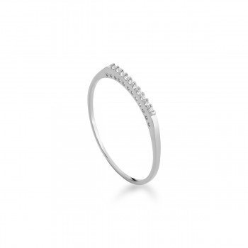 Anel meia alianca fina zirconia cristal, prata. 3415270