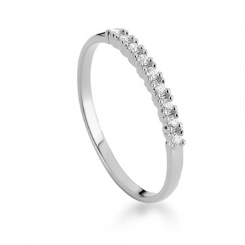 Anel meia alianca fina zirconia cristal, prata. 3415350