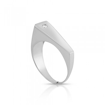 Anel reto lateral mail com zirconia cristal, prata. 3415410