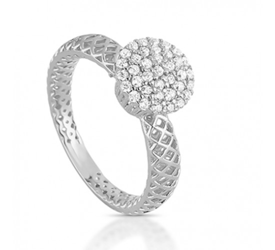 Anel chuveiro redondo 10mm com zirconia cristal e vazado na lateral. 3415530