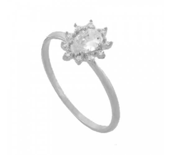 Anel gota cristal e zirconia cristal em volta, prata. 3430050