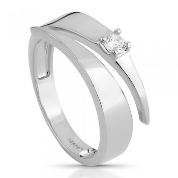 Anel volta liso com uma zirconia, Prata. 3435480