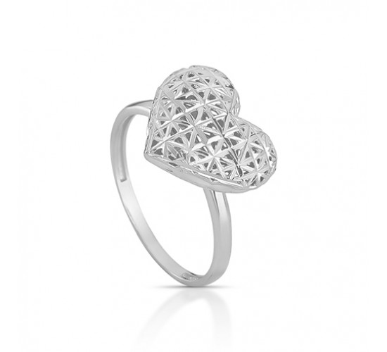 Anel coracao 14mm, diamantado vazado. 343556