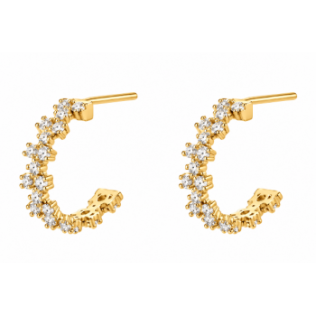 Brinco meia argola pequena zirconia cristal . 9mm. 150061