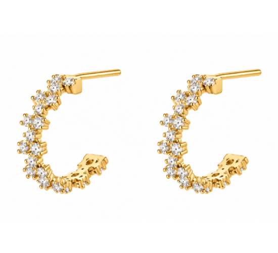 Brinco meia argola pequena zirconia cristal . 9mm. 150061