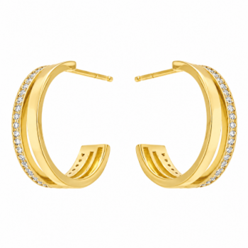 Brinco meia argola media lisa com zirconia cristal. 12x1mm. 150815