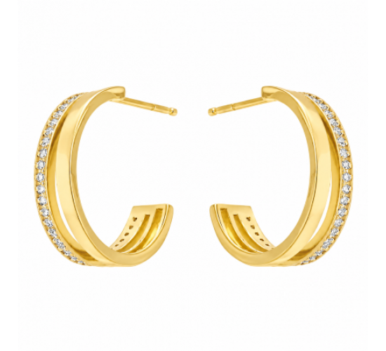 Brinco meia argola media lisa com zirconia cristal. 12x1mm. 150815