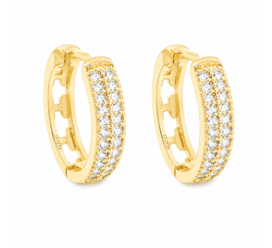 Brinco argola media oval zirconia cristal na frente vazada em cruz atras. 15.5mm. 151361