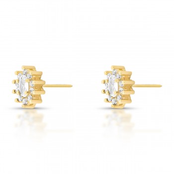 Brinco oval cristal 10mm com zirconia cristal em volta. 1535570