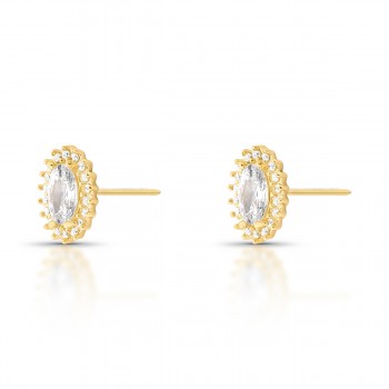 Brinco oval cristal 10mm com zirconia cristal em volta. 1535590