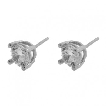 Brinco 2 furo redondo zirconia cristal 6mm, prata. 350053