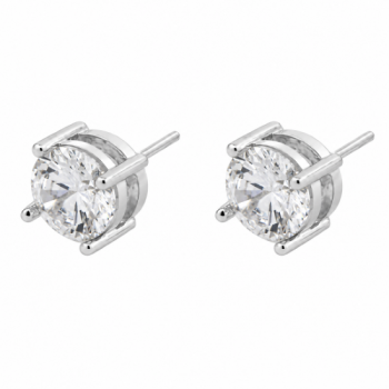 Brinco 2 furo zirconia cristal 8mm, prata. 350055 Brinco 2 furo zirconia cristal 8mm, prata. 350055