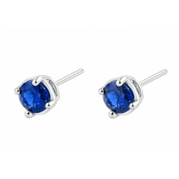 Brinco segundo furo 5mm zirconia azul safira, prata. 350063