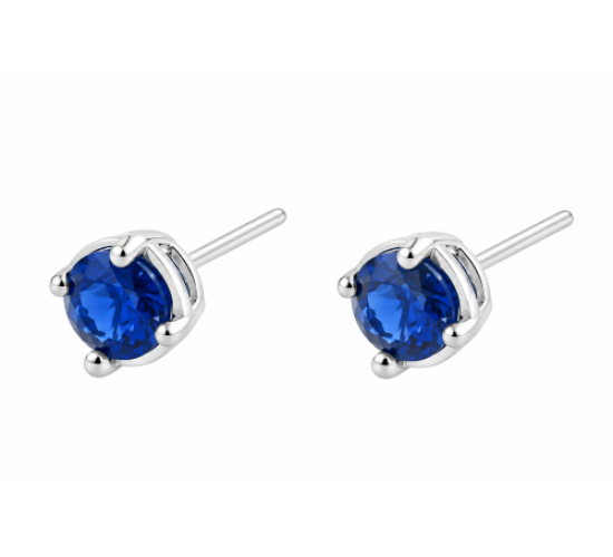 Brinco segundo furo 5mm zirconia azul safira, prata. 350063