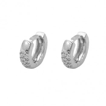 Brinco argola pequena zirconia cristal na frente. 5mm, prata. 350228